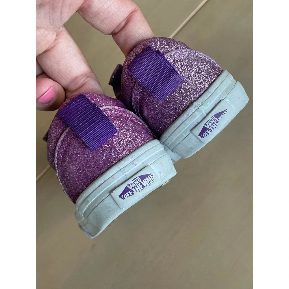 Vans Toddler Girl Old Skool Sneakers Purple‎ Glitter Shoes - Size 5